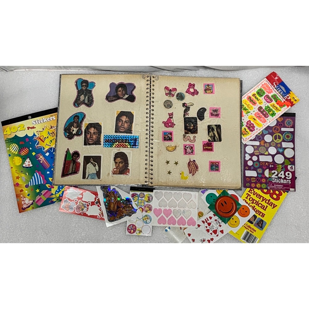 Vintage 80s Sticker Album Collection Michael Jackson Star Wars Mr T G.I. Joe Lot